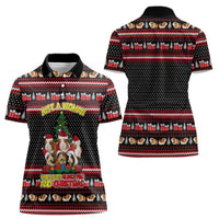 Guinea Pig Christmas Women Polo Shirt with Santa Hats Tree and Festive Gift Pattern - Wonder Print Shop