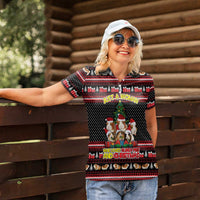 Guinea Pig Christmas Women Polo Shirt with Santa Hats Tree and Festive Gift Pattern - Wonder Print Shop