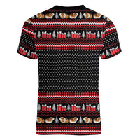 Guinea Pig Christmas Women V-Neck T-Shirt with Santa Hats Tree and Festive Gift Pattern - Wonder Print Shop