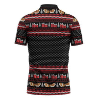 Guinea Pig Christmas Zipper Polo Shirt with Santa Hats Tree and Festive Gift Pattern - Wonder Print Shop