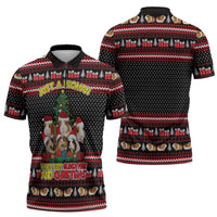 Guinea Pig Christmas Zipper Polo Shirt with Santa Hats Tree and Festive Gift Pattern - Wonder Print Shop