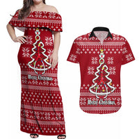 Nurse Merry Christmas Christmas Couples Matching Off Shoulder Maxi Dress and Hawaiian Shirt Xmas Holiday Patterns - Wonder Print Shop