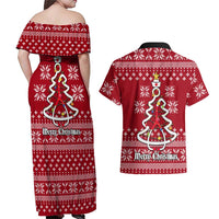 Nurse Merry Christmas Christmas Couples Matching Off Shoulder Maxi Dress and Hawaiian Shirt Xmas Holiday Patterns - Wonder Print Shop