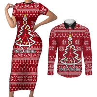 Nurse Merry Christmas Christmas Couples Matching Short Sleeve Bodycon Dress and Long Sleeve Button Shirt Xmas Holiday Patterns - Wonder Print Shop