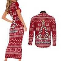 Nurse Merry Christmas Christmas Couples Matching Short Sleeve Bodycon Dress and Long Sleeve Button Shirt Xmas Holiday Patterns - Wonder Print Shop