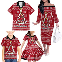Nurse Merry Christmas Christmas Family Matching Off The Shoulder Long Sleeve Dress and Hawaiian Shirt Xmas Holiday Patterns - Wonder Print Shop