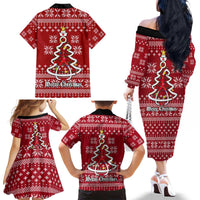 Nurse Merry Christmas Christmas Family Matching Off The Shoulder Long Sleeve Dress and Hawaiian Shirt Xmas Holiday Patterns - Wonder Print Shop