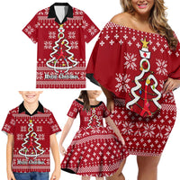 Nurse Merry Christmas Christmas Family Matching Off Shoulder Short Dress and Hawaiian Shirt Xmas Holiday Patterns - Wonder Print Shop