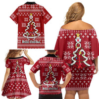 Nurse Merry Christmas Christmas Family Matching Off Shoulder Short Dress and Hawaiian Shirt Xmas Holiday Patterns - Wonder Print Shop