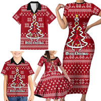 Nurse Merry Christmas Christmas Family Matching Short Sleeve Bodycon Dress and Hawaiian Shirt Xmas Holiday Patterns - Wonder Print Shop