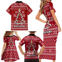 Nurse Merry Christmas Christmas Family Matching Short Sleeve Bodycon Dress and Hawaiian Shirt Xmas Holiday Patterns - Wonder Print Shop