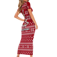 Nurse Merry Christmas Christmas Short Sleeve Bodycon Dress Xmas Holiday Patterns - Wonder Print Shop