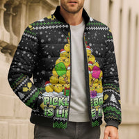 PickleBall Is Life Christmas Bomber Puffer Jacket Xmas Holiday Patterns - Wonder Print Shop