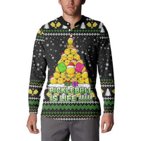 PickleBall Is Life Christmas Button Sweatshirt Xmas Holiday Patterns - Wonder Print Shop