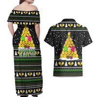 PickleBall Is Life Christmas Couples Matching Off Shoulder Maxi Dress and Hawaiian Shirt Xmas Holiday Patterns - Wonder Print Shop