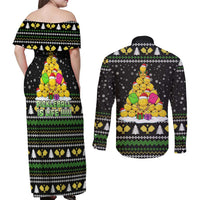 PickleBall Is Life Christmas Couples Matching Off Shoulder Maxi Dress and Long Sleeve Button Shirt Xmas Holiday Patterns - Wonder Print Shop