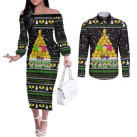 PickleBall Is Life Christmas Couples Matching Off The Shoulder Long Sleeve Dress and Long Sleeve Button Shirt Xmas Holiday Patterns - Wonder Print Shop