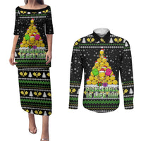 PickleBall Is Life Christmas Couples Matching Puletasi and Long Sleeve Button Shirt Xmas Holiday Patterns - Wonder Print Shop