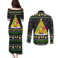 PickleBall Is Life Christmas Couples Matching Puletasi and Long Sleeve Button Shirt Xmas Holiday Patterns - Wonder Print Shop