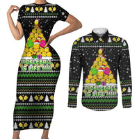 PickleBall Is Life Christmas Couples Matching Short Sleeve Bodycon Dress and Long Sleeve Button Shirt Xmas Holiday Patterns - Wonder Print Shop