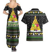 PickleBall Is Life Christmas Couples Matching Summer Maxi Dress and Hawaiian Shirt Xmas Holiday Patterns - Wonder Print Shop