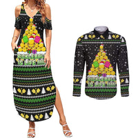 PickleBall Is Life Christmas Couples Matching Summer Maxi Dress and Long Sleeve Button Shirt Xmas Holiday Patterns - Wonder Print Shop