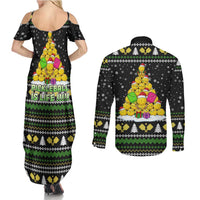 PickleBall Is Life Christmas Couples Matching Summer Maxi Dress and Long Sleeve Button Shirt Xmas Holiday Patterns - Wonder Print Shop