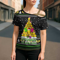 PickleBall Is Life Christmas Cross Shoulder Shirt Xmas Holiday Patterns - Wonder Print Shop