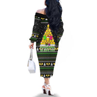 PickleBall Is Life Christmas Family Matching Off The Shoulder Long Sleeve Dress and Hawaiian Shirt Xmas Holiday Patterns - Wonder Print Shop