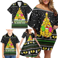 PickleBall Is Life Christmas Family Matching Off Shoulder Short Dress and Hawaiian Shirt Xmas Holiday Patterns - Wonder Print Shop