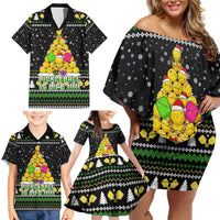 PickleBall Is Life Christmas Family Matching Off Shoulder Short Dress and Hawaiian Shirt Xmas Holiday Patterns - Wonder Print Shop