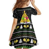 PickleBall Is Life Christmas Kid Short Sleeve Dress Xmas Holiday Patterns - Wonder Print Shop
