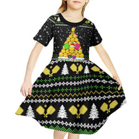 PickleBall Is Life Christmas Kid Short Sleeve Dress Xmas Holiday Patterns - Wonder Print Shop
