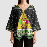 PickleBall Is Life Christmas Kimono Sleeve Blouse Xmas Holiday Patterns - Wonder Print Shop