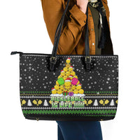 PickleBall Is Life Christmas Leather Tote Bag Xmas Holiday Patterns - Wonder Print Shop