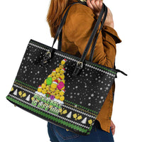 PickleBall Is Life Christmas Leather Tote Bag Xmas Holiday Patterns - Wonder Print Shop
