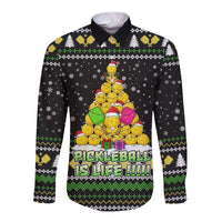 PickleBall Is Life Christmas Long Sleeve Button Shirt Xmas Holiday Patterns - Wonder Print Shop