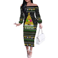 PickleBall Is Life Christmas Off The Shoulder Long Sleeve Dress Xmas Holiday Patterns - Wonder Print Shop