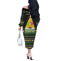 PickleBall Is Life Christmas Off The Shoulder Long Sleeve Dress Xmas Holiday Patterns - Wonder Print Shop