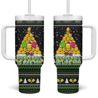 PickleBall Is Life Christmas Tumbler With Handle Xmas Holiday Patterns - Wonder Print Shop