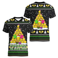 PickleBall Is Life Christmas Women V-Neck T-Shirt Xmas Holiday Patterns - Wonder Print Shop