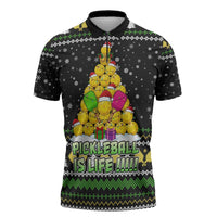 PickleBall Is Life Christmas Zipper Polo Shirt Xmas Holiday Patterns - Wonder Print Shop