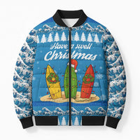 Surfer Swell Christmas Bomber Puffer Jacket Xmas Holiday Patterns - Wonder Print Shop