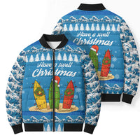 Surfer Swell Christmas Bomber Puffer Jacket Xmas Holiday Patterns - Wonder Print Shop
