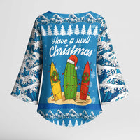 Surfer Swell Christmas Kimono Sleeve Blouse Xmas Holiday Patterns - Wonder Print Shop