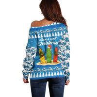 Surfer Swell Christmas Off Shoulder Sweater Xmas Holiday Patterns - Wonder Print Shop