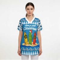 Surfer Swell Christmas Scrub Top Xmas Holiday Patterns - Wonder Print Shop