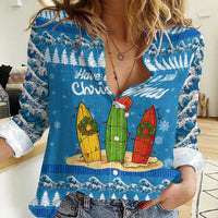 Surfer Swell Christmas Women Casual Shirt Xmas Holiday Patterns - Wonder Print Shop