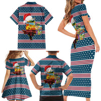 Texas Xmas Christmas Christmas Yall Christmas Family Matching Short Sleeve Bodycon Dress and Hawaiian Shirt Xmas Holiday Patterns - Wonder Print Shop