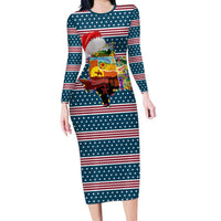Texas Xmas Christmas Christmas Yall Christmas Long Sleeve Bodycon Dress Xmas Holiday Patterns - Wonder Print Shop